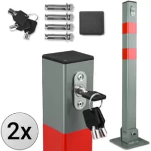 1x 2x 3x or 4x Heavy Duty Parking Space Barrier Car Bollard Folding 3 Keys Robust Steel Security Reserve Post 2x
