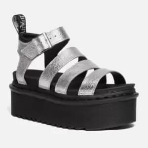 Dr. Martens Blaire Metallic Leather Platform Sandals - UK 3