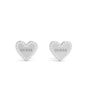 Ladies Guess Heart To Heart Heart Frame Stud Earrings