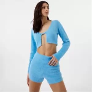 Jack Wills Fluffy Cropped Cardigan - Blue