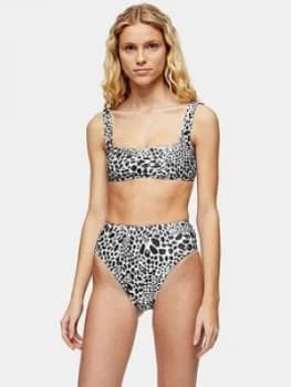 Topshop Animal Spot High Waist Bikini Pants - Mono