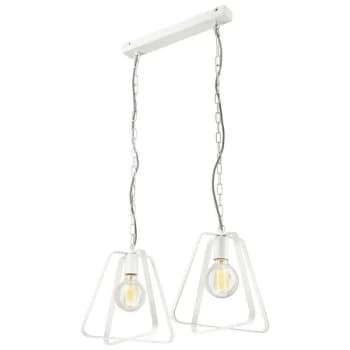 Lamkur Lighting - Riccardo Wire Frame Pendant Ceiling Light White, 2x E27