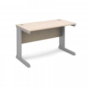 Vivo Straight Desk 1200mm x 600mm - Silver Frame Maple Top