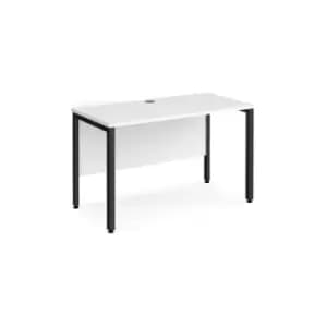Office Desk 1200mm Rectangular Desk With Bench Leg White Tops With Black Frames 600mm Depth Maestro 25