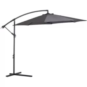 3m Cantilever Banana Parasol Umbrella Garden Patio Hanging Sun Shade Grey - Outsunny