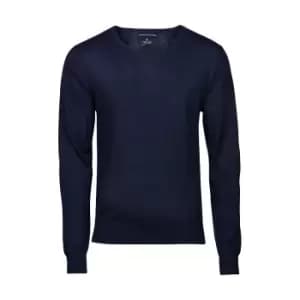 Tee Jays Mens Merino Blend V Neck Jumper (M) (Navy)