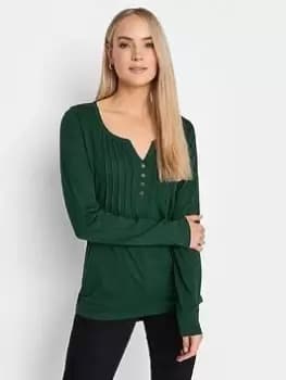 Long Tall Sally Dark Green Ls Henley Top, Green, Size 10, Women