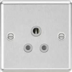 KnightsBridge 5A Unswitched Socket - Rounded Edge Brushed Chrome Finish with Grey Insert