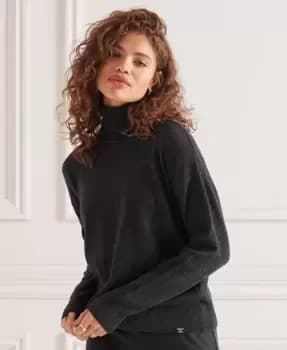 Superdry Womens Lambswool Roll Neck Jumper Dark Grey / Carbon Charcoal Marl - Size: 10