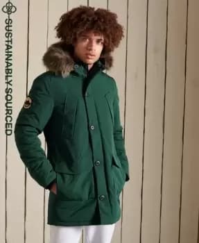 Superdry Mens Everest Parka Coat Green / Bottle Green - Size: L