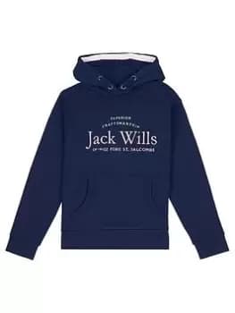 Jack Wills Girls Script Hoodie - Navy Blazer, Navy, Size Age: 12-13 Years, Women