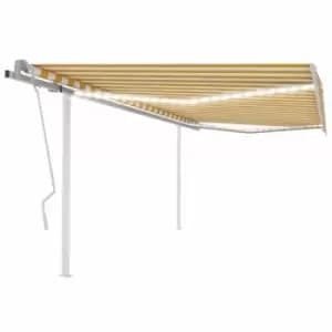 Vidaxl - Manual Retractable Awning with LED 4x3.5 m Yellow and White Yellow