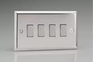 Varilight Classic 4 Gang 2 Way Rocker Switch With Metal Rockers (Double XC9D) - Polished Chrome - XC9D
