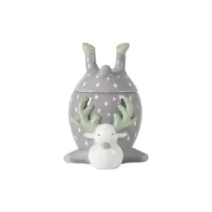 Polka Dot Christmas Reindeer Pot Grey