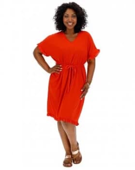 Junarose Ruffle Detail Belted Midi Dress