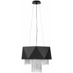 Loops - 6 Bulb Ceiling Pendant Light Fitting Satin Black Silver LED E27 60W Bulb