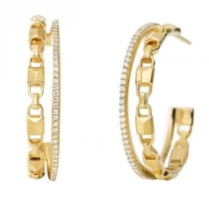 Michael Kors Mercer Link Double Row 14ct Gold Plated Hoop Earrings...