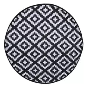 Charles Bentley Plastic Indoor/Outdoor Rug Medium Round - Black