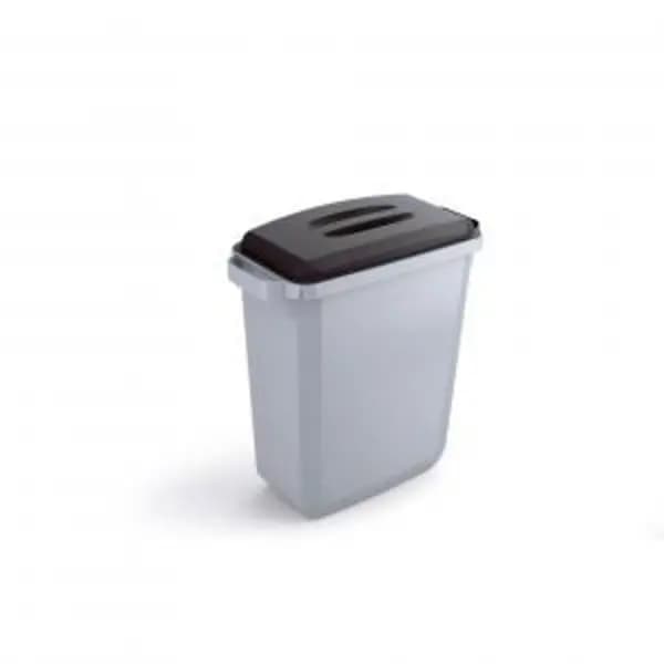 DURABIN Plastic Waste Bin 60 Litre Grey With Black Lid & Black A5 EXR28405DR