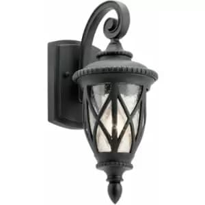 Loops - Outdoor IP44 1 Bulb Wall Light Lantern Textured Black LED E27 40W d01592