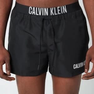 Calvin Klein Mens Waistband Logo Drawstring Swim Shorts - PVH Black - L