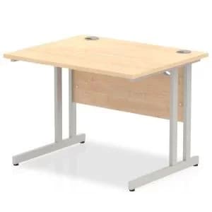 Impulse 1000 x 800mm Straight Desk Maple Top Silver Cantilever Leg