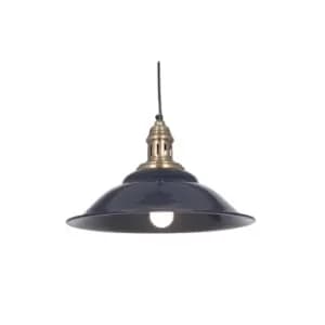 Navy & Antique Brass Metal Cafe Pendant