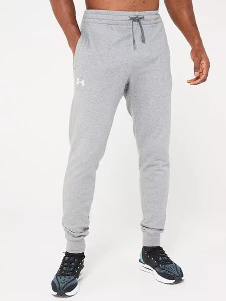 Under Armour Mens Rival Cottong Blend Fleece Joggers S - Waist 28-29' (71.1-73.7cm) Castlerock Light Heather/White 1379774-025-S