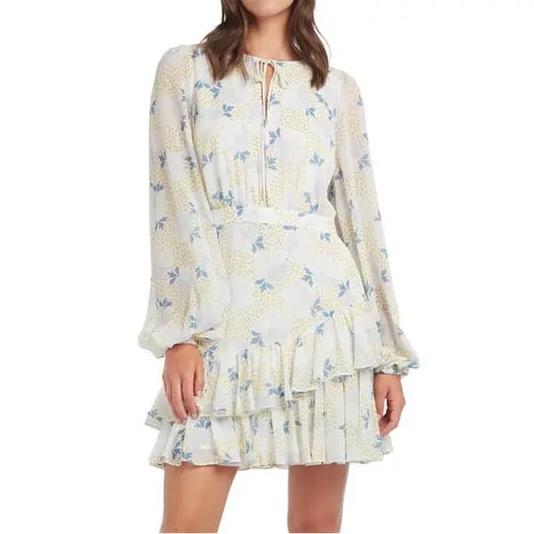 Ted Baker Suziiee Floral Drill Mini Dress Shirt Dresses 8 (XS) Blue 65991018310