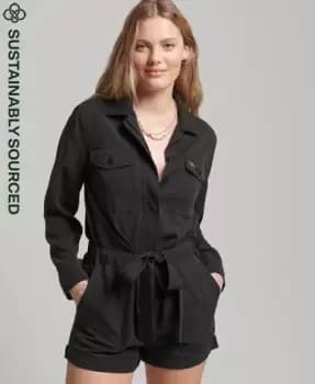 Superdry Tencel Vintage Long Sleeve Military Playsuit