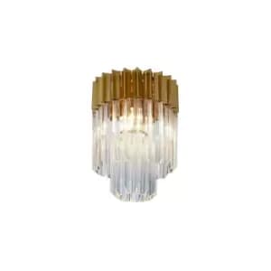 Luminosa Ceiling Round 3 Light E14, Brass, Clear Glass