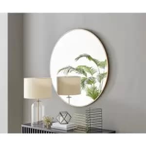 Furniturebox Emma 100cm Round Art Deco Copper Frame Wall Mirror Hallway Living Room Dining Room Bedroom