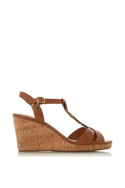 Dune London 'Koala' Leather Wedges Tan