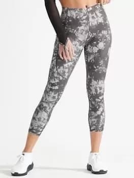 Superdry Run 7/8 Tight - Grey, Size 10, Women