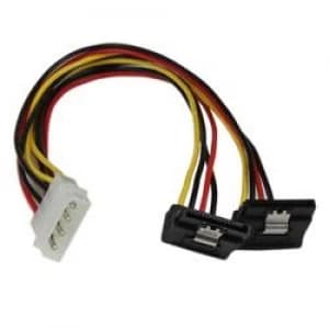 StarTech.com 12" LP4 to 2x Right Angle Latching SATA Power Y Cable Splitter - 4 Pin Molex to SATA