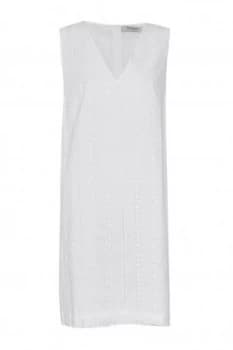 Great Plains Betsy Broidery V Neck Shift Dress Optic White
