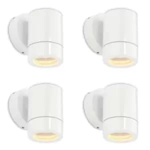 4 PACK Outdoor IP65 Wall Downlight - Dimmable 7W LED GU10 - Gloss White