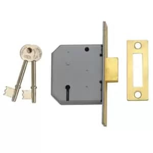 2177 3 Lever Mortice Deadlock Polished Brass 77.5mm 3" Box