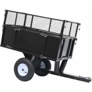 vidaXL Tipping Trailer for Lawn Mower 150kg Load - Black