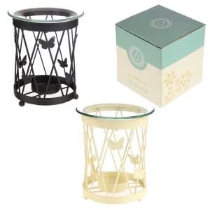 Lattice Butterfly Metal Oil Burner with Glass Dish (1 Random Supplied)