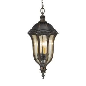 4 Light Outdoor Ceiling Chain Lantern Walnut IP44, E14