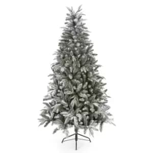 Premier 2.1m Hinged Branches Dusting Snow Flocked Lapland Green Spruce Tree