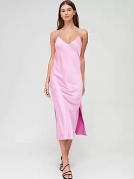 BOSS Satin Cami Slip Dress - Pink, Size 40, Women