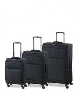 Rock Luggage Ever-Lite 4 Wheel 3 Piece Set Black Suitcase