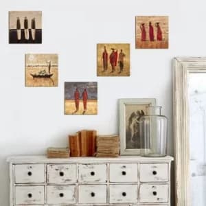 UTB102 Black Red Bo?wn Decorative MDF Painting (5 Pieces)