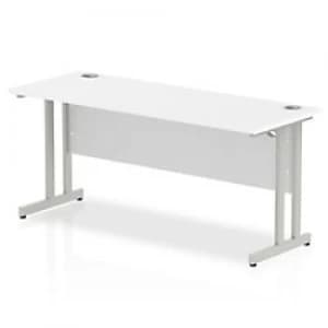 Impulse 1600/600 Rectangle Silver Cantilever Leg Desk White
