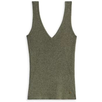 Ted Baker Niyalia Skinny V Neck Rib Tank - KHAKI