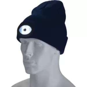Draper Beanie Hat and USB Rechargeable LED Headlight Navy Blue One Size