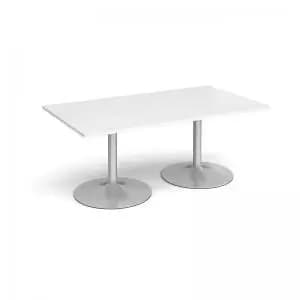 Trumpet base rectangular boardroom table 1800mm x 1000mm - silver base