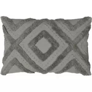 Furn Orson Geometric Tufted 100% Cotton Cushion Cover, Grey, 30 x 50 Cm